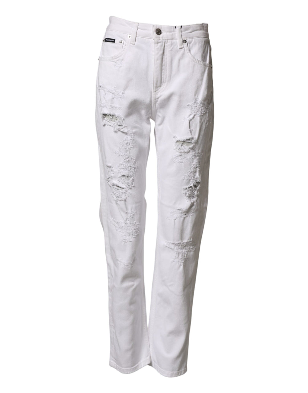 Dolce & Gabbana White Distressed Cotton BOYFRIEND Denim Jeans by Dolce & Gabbana outlet now on sale