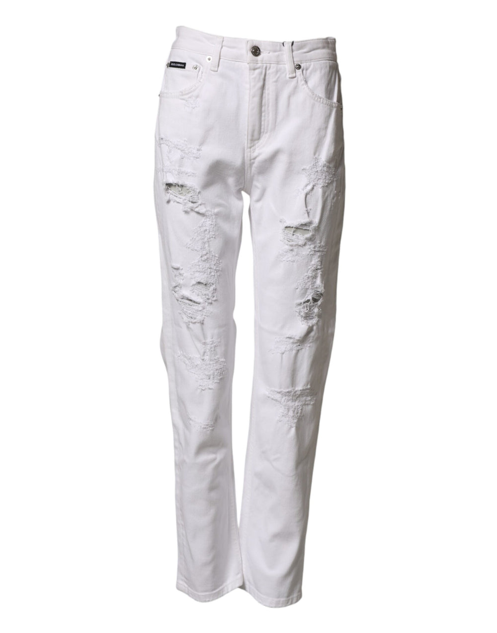 Dolce & Gabbana White Distressed Cotton BOYFRIEND Denim Jeans by Dolce & Gabbana outlet now on sale