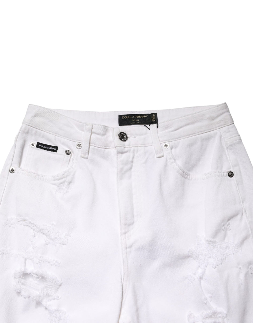 Dolce & Gabbana White Distressed Cotton BOYFRIEND Denim Jeans by Dolce & Gabbana outlet now on sale