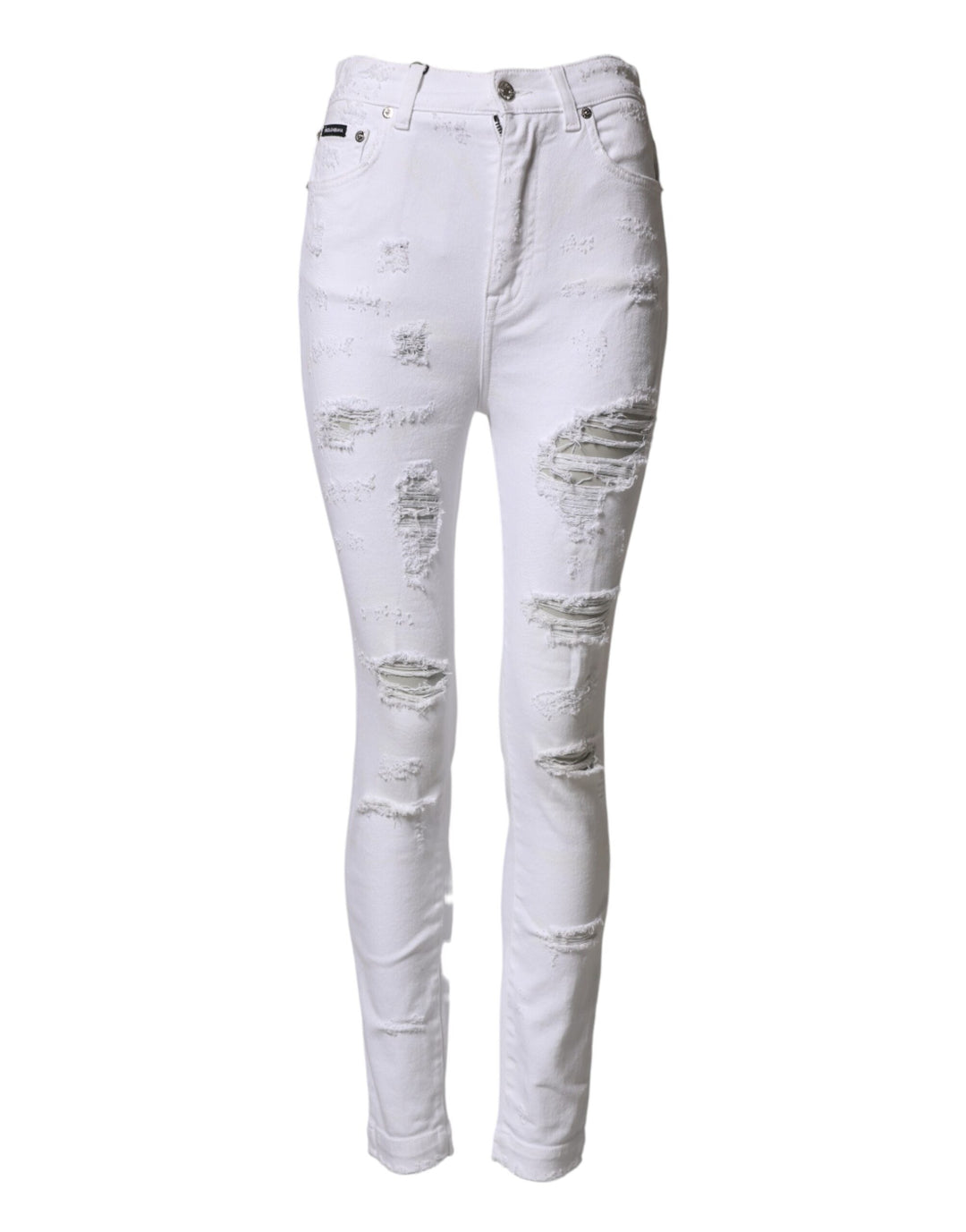 Dolce & Gabbana White Distressed High Waist Denim Jeans by Dolce & Gabbana outlet now on sale