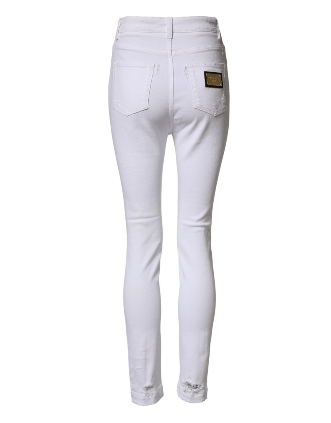 Dolce & Gabbana White Distressed High Waist Denim Jeans by Dolce & Gabbana outlet now on sale