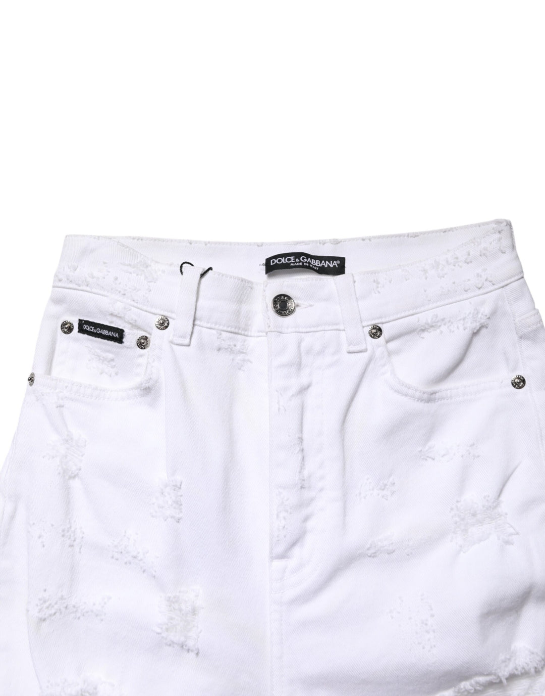 Dolce & Gabbana White Distressed High Waist Denim Jeans by Dolce & Gabbana outlet now on sale