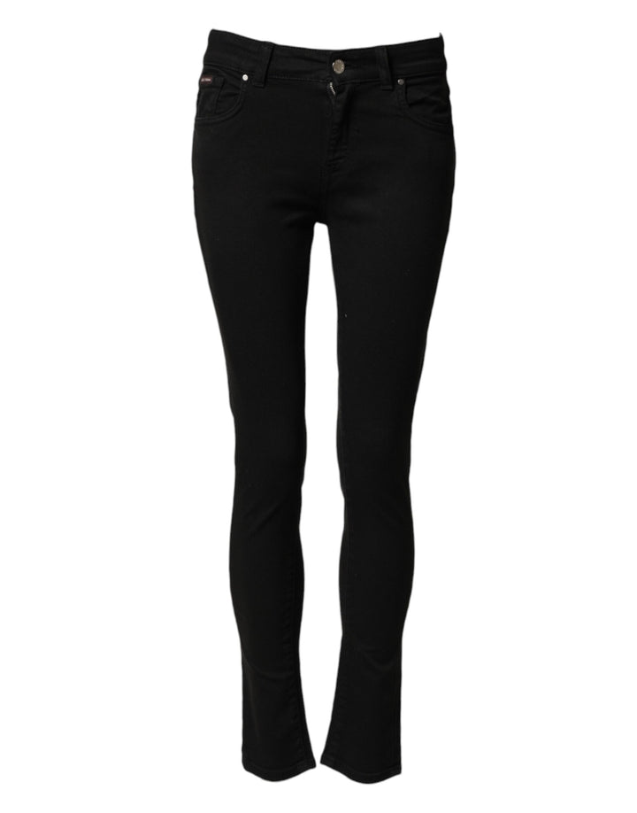 Dolce & Gabbana Black Cotton Skinny Mid Waist Denim Jeans by Dolce & Gabbana outlet now on sale