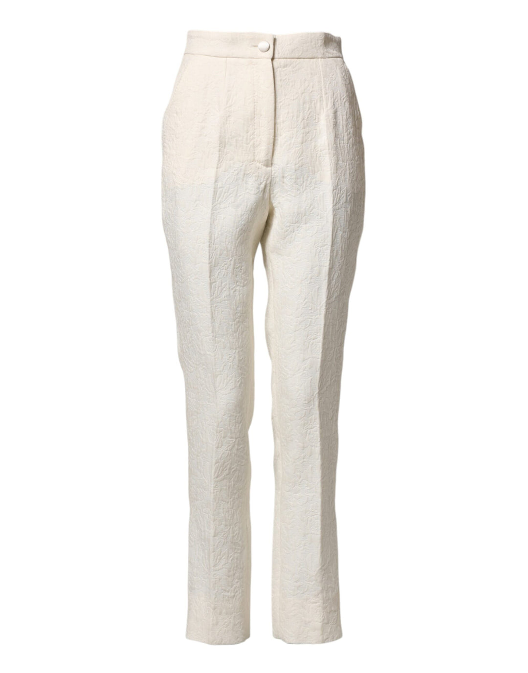 Dolce &amp; Gabbana Sample Sale Dolce &amp; Gabbana White Cotton Floral Brocade Dress Pants - | Designer outlet