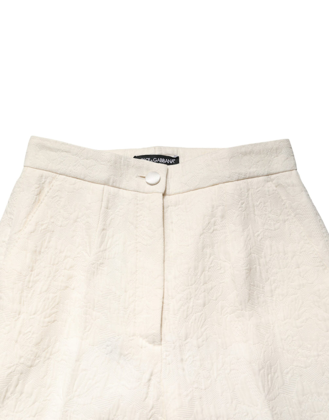 Dolce &amp; Gabbana Sample Sale Dolce &amp; Gabbana White Cotton Floral Brocade Dress Pants - | Designer outlet