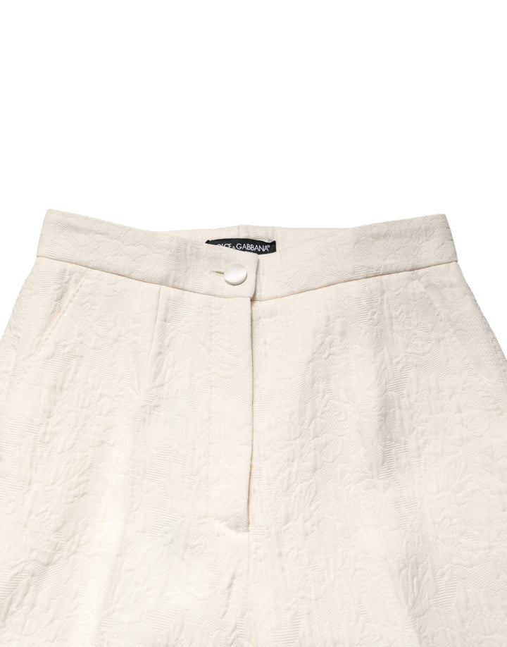 Dolce &amp; Gabbana Sample Sale Dolce &amp; Gabbana White Cotton Floral Brocade Dress Pants - | Designer outlet
