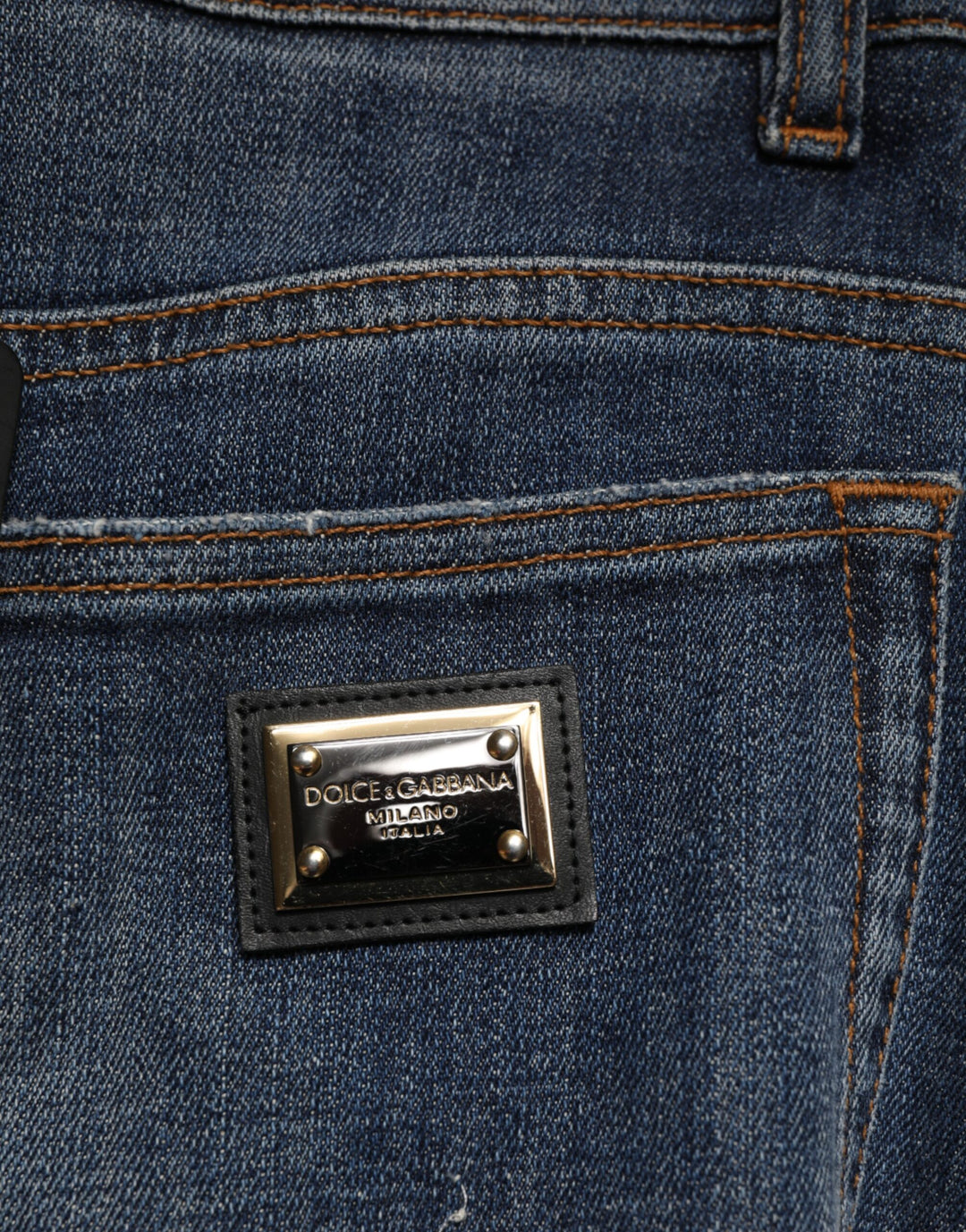 Dolce & Gabbana Blue Cotton Rhinestone Embellish Denim Jeans by Dolce & Gabbana outlet now on sale