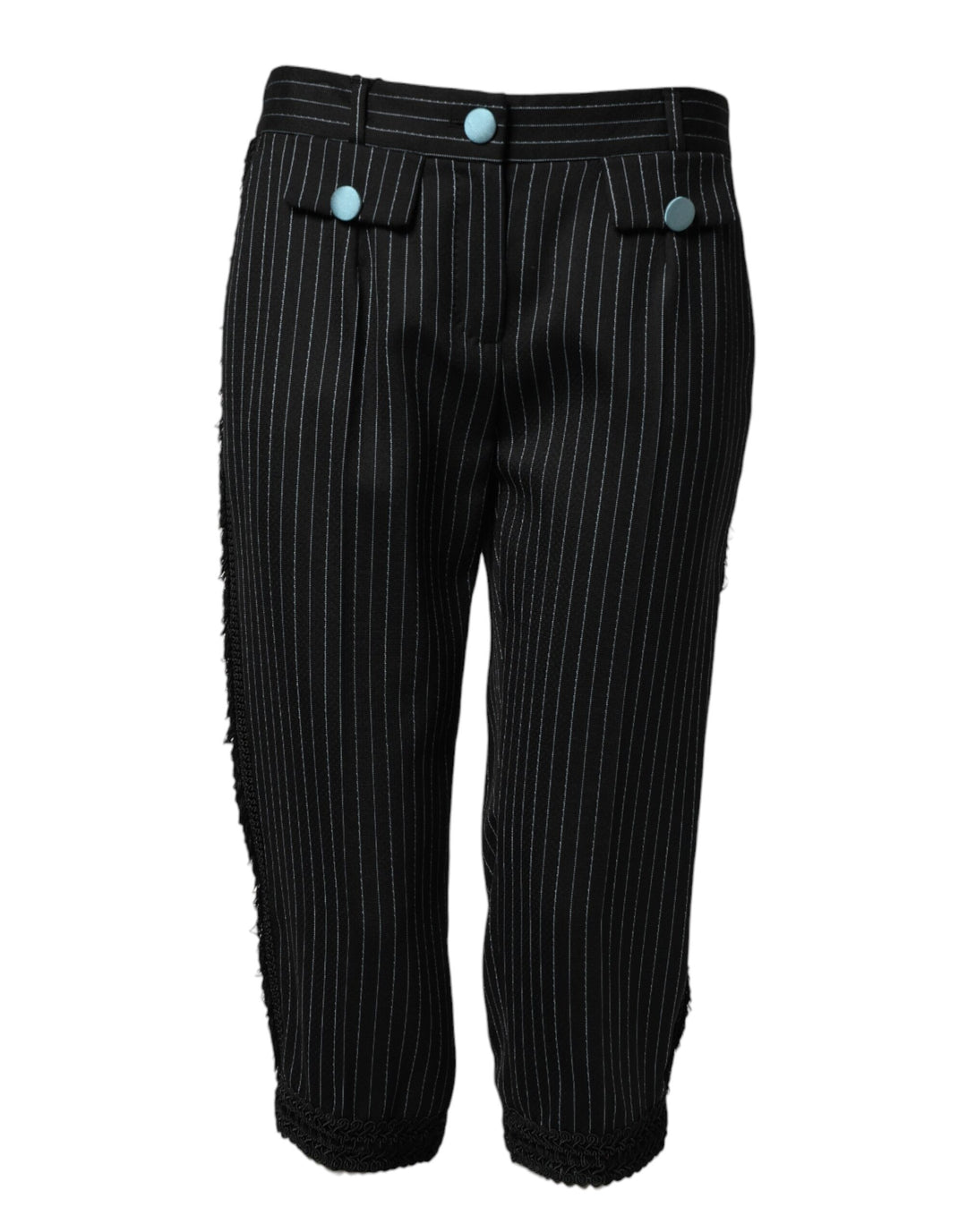 Dolce &amp; Gabbana Black Wool Stripes Cropped Trouser Pants by Dolce &amp; Gabbana outlet now on sale