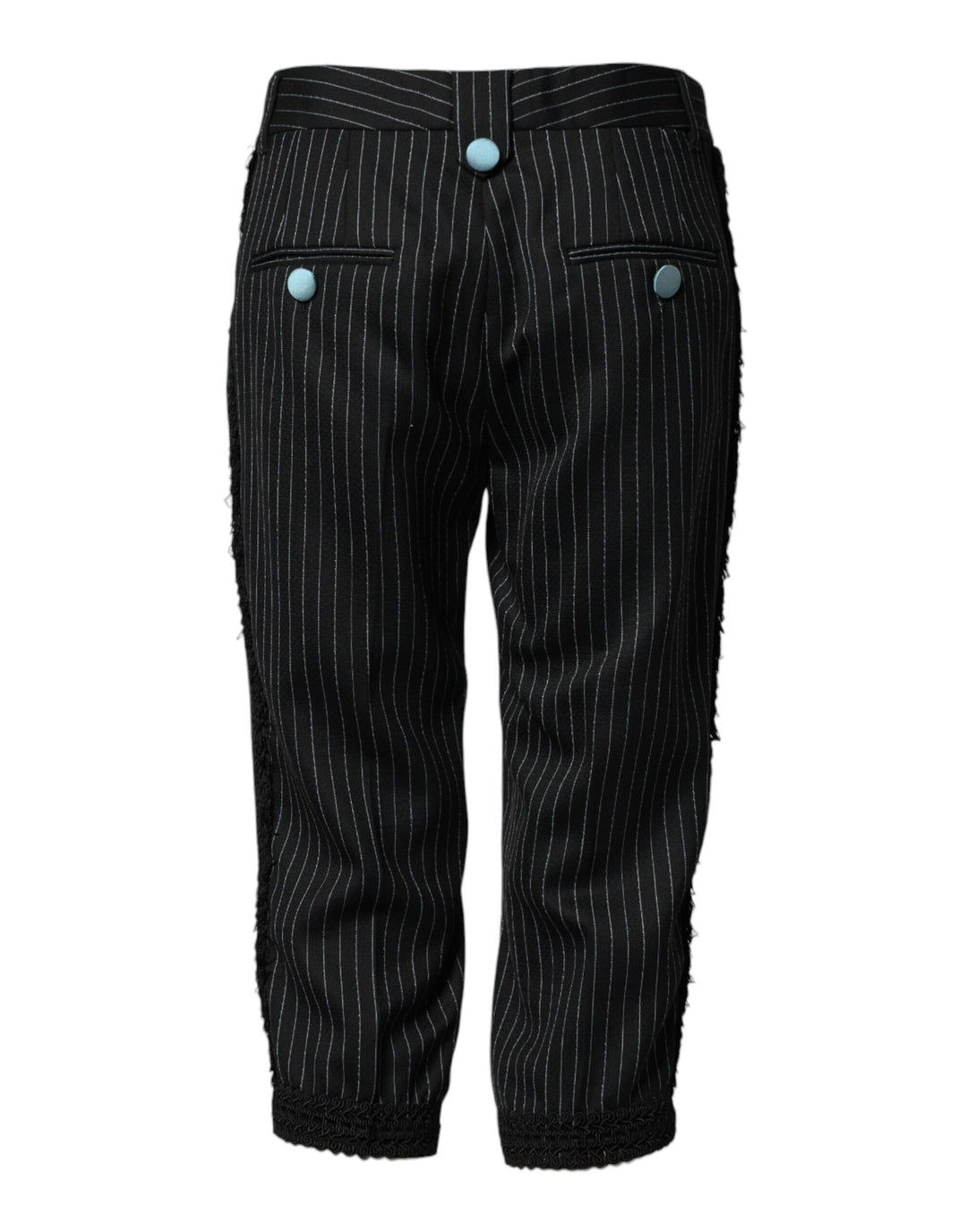 Dolce &amp; Gabbana Black Wool Stripes Cropped Trouser Pants by Dolce &amp; Gabbana outlet now on sale