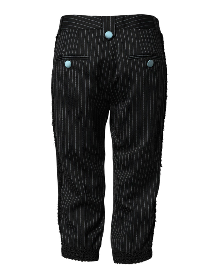 Dolce &amp; Gabbana Black Wool Stripes Cropped Trouser Pants by Dolce &amp; Gabbana outlet now on sale
