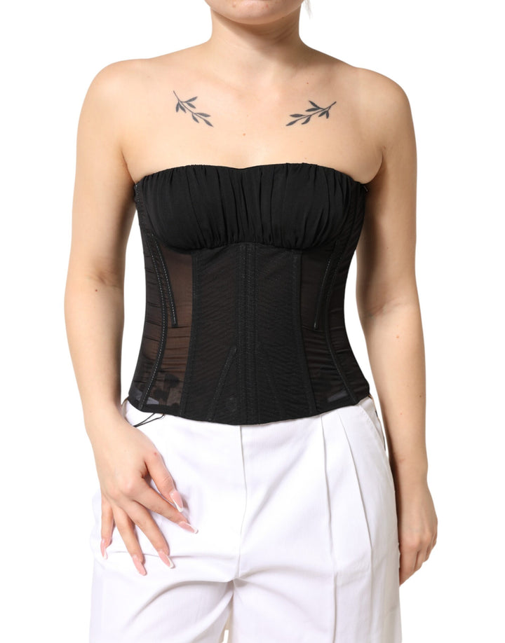 Dolce &amp; Gabbana Black Silk Lace Bustier Corset Strapless Top by Dolce &amp; Gabbana outlet now on sale