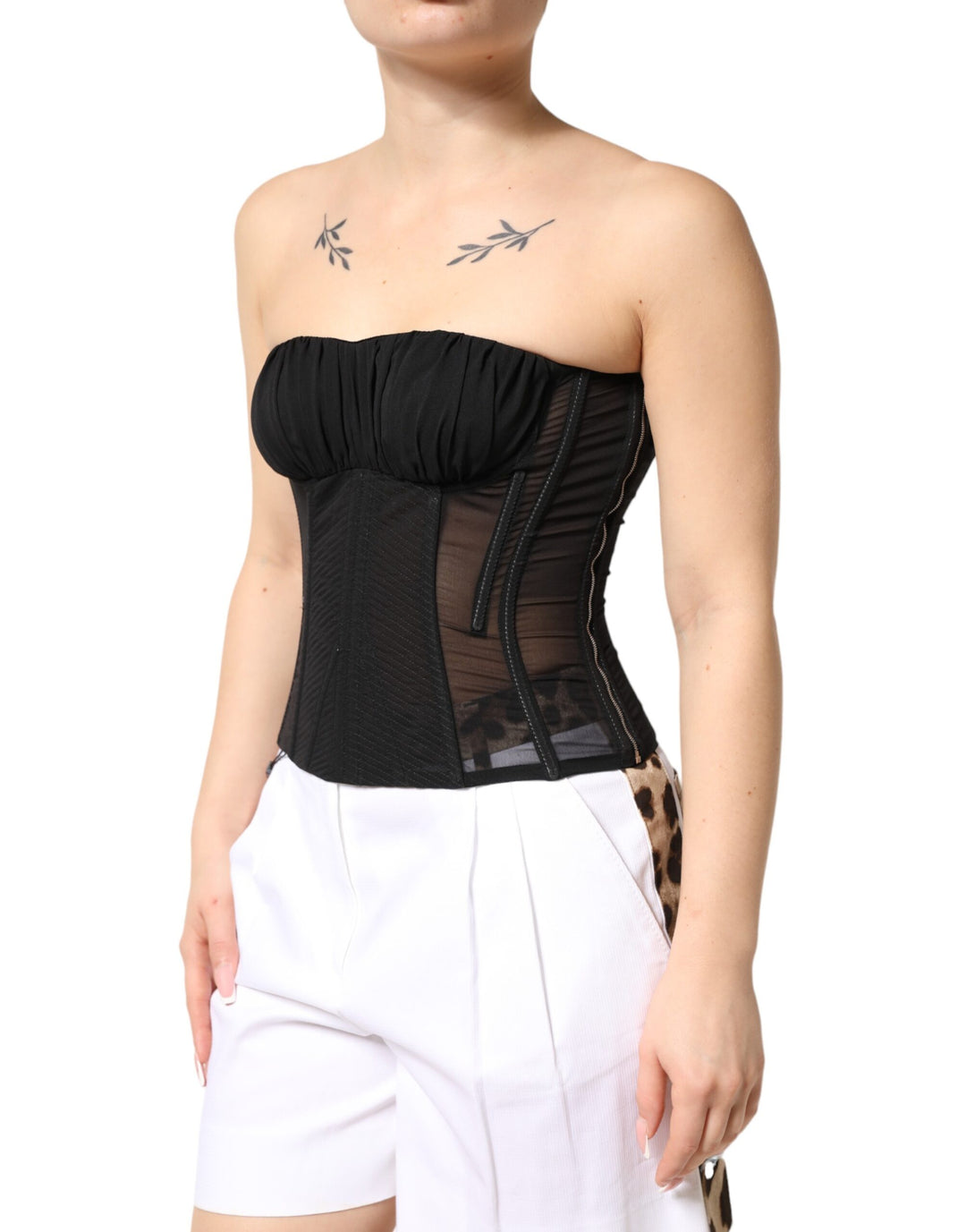 Dolce &amp; Gabbana Black Silk Lace Bustier Corset Strapless Top by Dolce &amp; Gabbana outlet now on sale