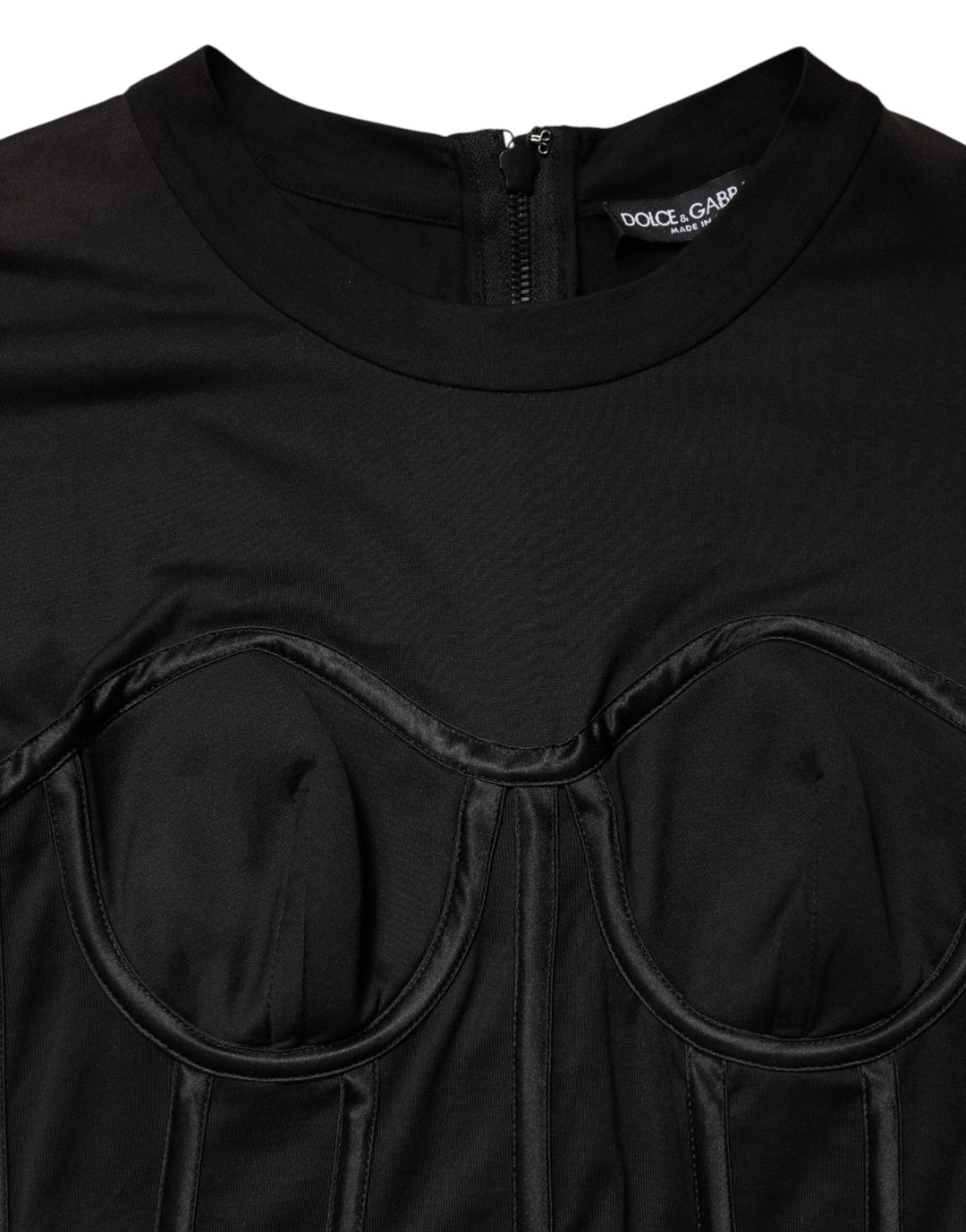Dolce &amp; Gabbana Sample Sale Dolce &amp; Gabbana Black Cotton Bustier Corset Short Sleeves T-shirt - | Designer outlet