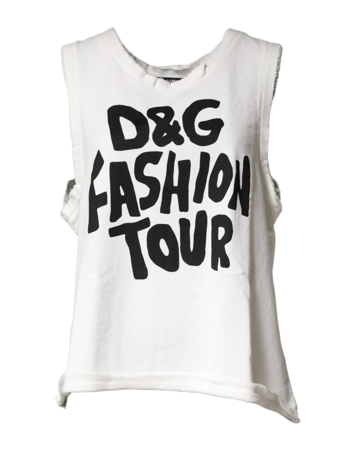 Dolce &amp; Gabbana White Graphic CrewNeck Sleeveless Tank T-shirt by Dolce &amp; Gabbana outlet now on sale