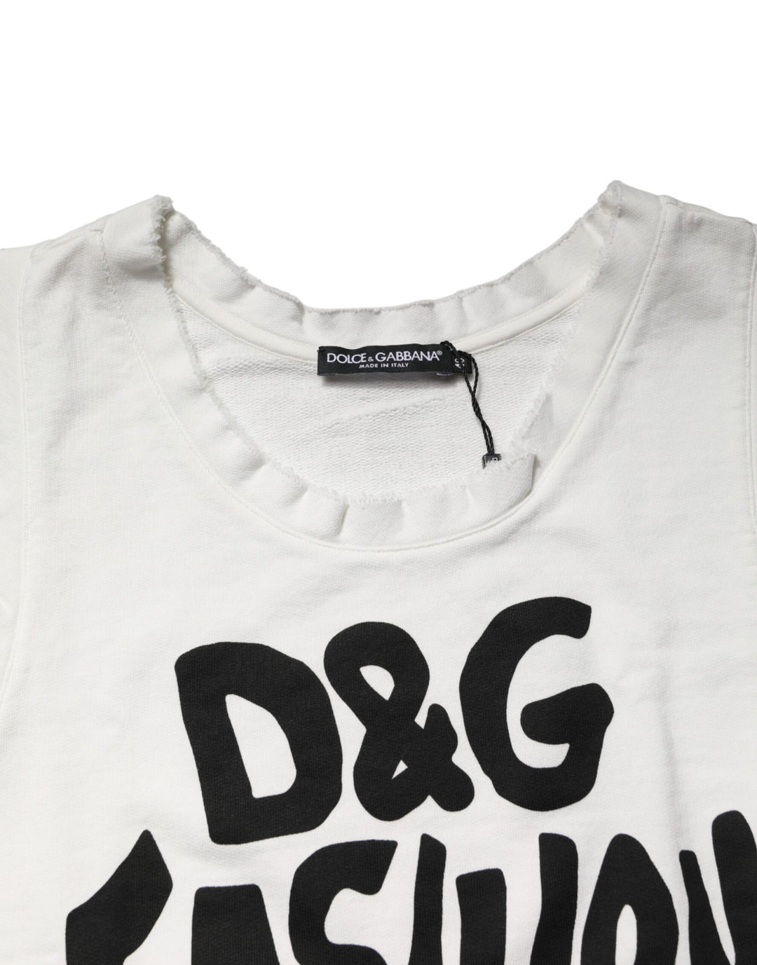 Dolce &amp; Gabbana White Graphic CrewNeck Sleeveless Tank T-shirt by Dolce &amp; Gabbana outlet now on sale
