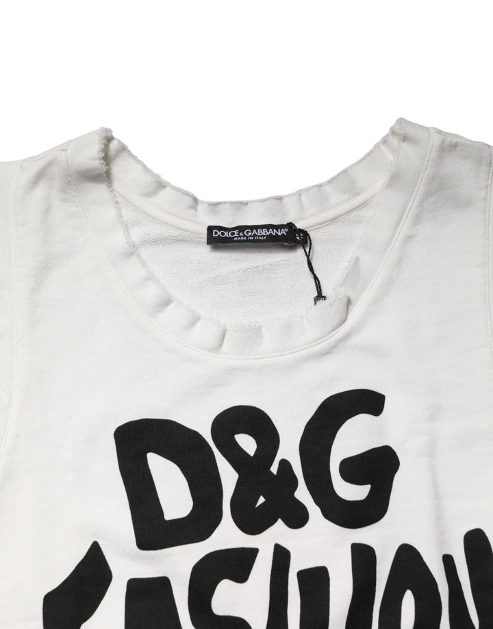 Dolce &amp; Gabbana White Graphic CrewNeck Sleeveless Tank T-shirt by Dolce &amp; Gabbana outlet now on sale