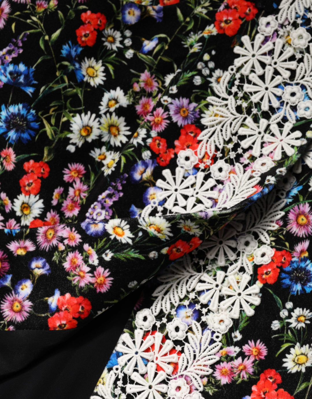 Dolce &amp; Gabbana Sample Sale Dolce &amp; Gabbana Black Floral Lace Cotton HighWaist Mini Skirt - | Designer outlet