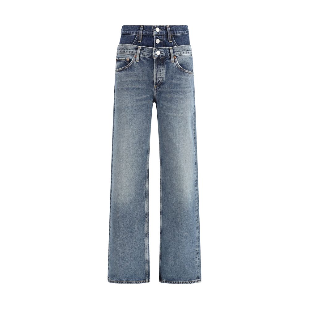 Agolde Blue Recycled Cotton Straight-Leg Jeans by Agolde outlet now on sale