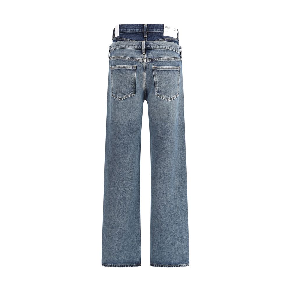 Agolde Blue Recycled Cotton Straight-Leg Jeans by Agolde outlet now on sale