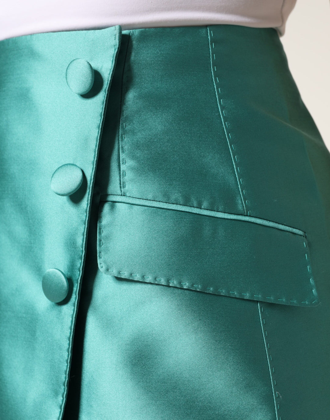 Dolce &amp; Gabbana Green Polyester Button High Waist Mini Skirt by Dolce &amp; Gabbana outlet now on sale