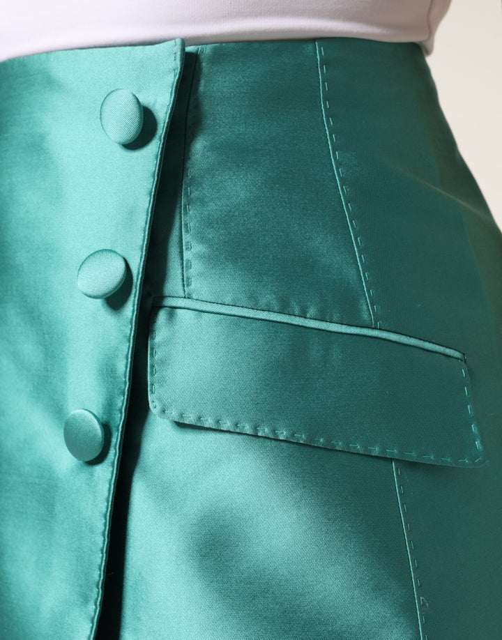 Dolce &amp; Gabbana Green Polyester Button High Waist Mini Skirt by Dolce &amp; Gabbana outlet now on sale
