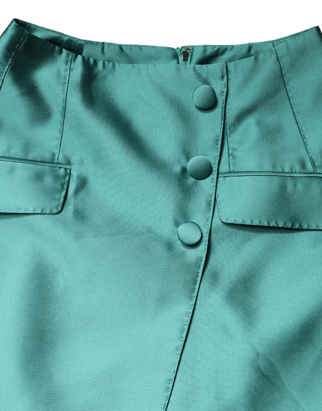 Dolce &amp; Gabbana Green Polyester Button High Waist Mini Skirt by Dolce &amp; Gabbana outlet now on sale
