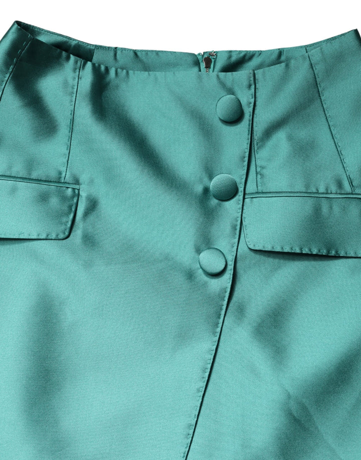Dolce &amp; Gabbana Green Polyester Button High Waist Mini Skirt by Dolce &amp; Gabbana outlet now on sale