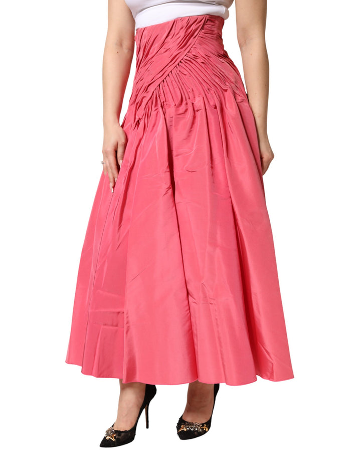 Dolce &amp; Gabbana Sample Sale Dolce &amp; Gabbana Pink Silk Pleated High Waist Midi Skirt - | Designer outlet