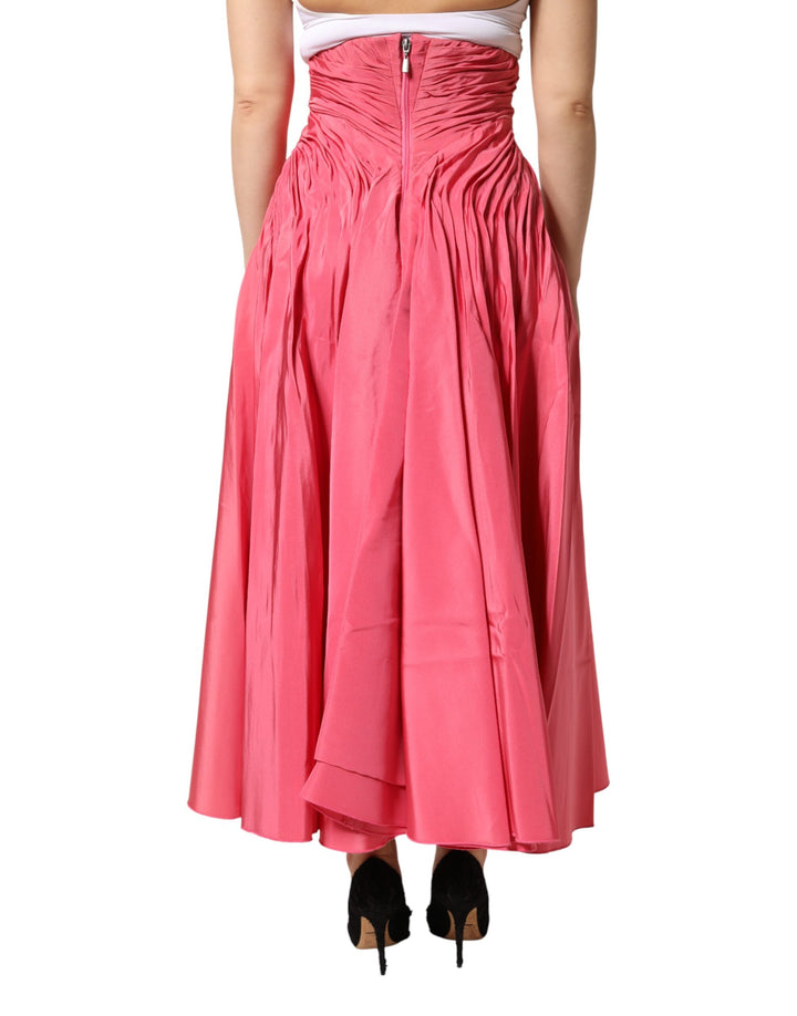 Dolce &amp; Gabbana Pink Silk Pleated High Waist Midi Skirt by Dolce &amp; Gabbana outlet now on sale