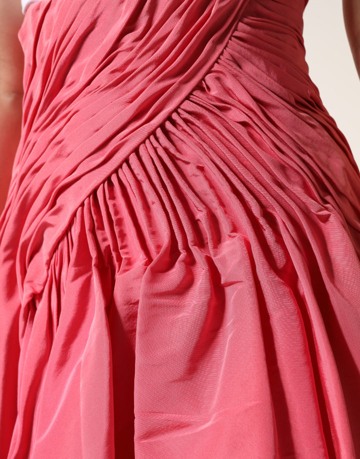 Dolce &amp; Gabbana Pink Silk Pleated High Waist Midi Skirt by Dolce &amp; Gabbana outlet now on sale