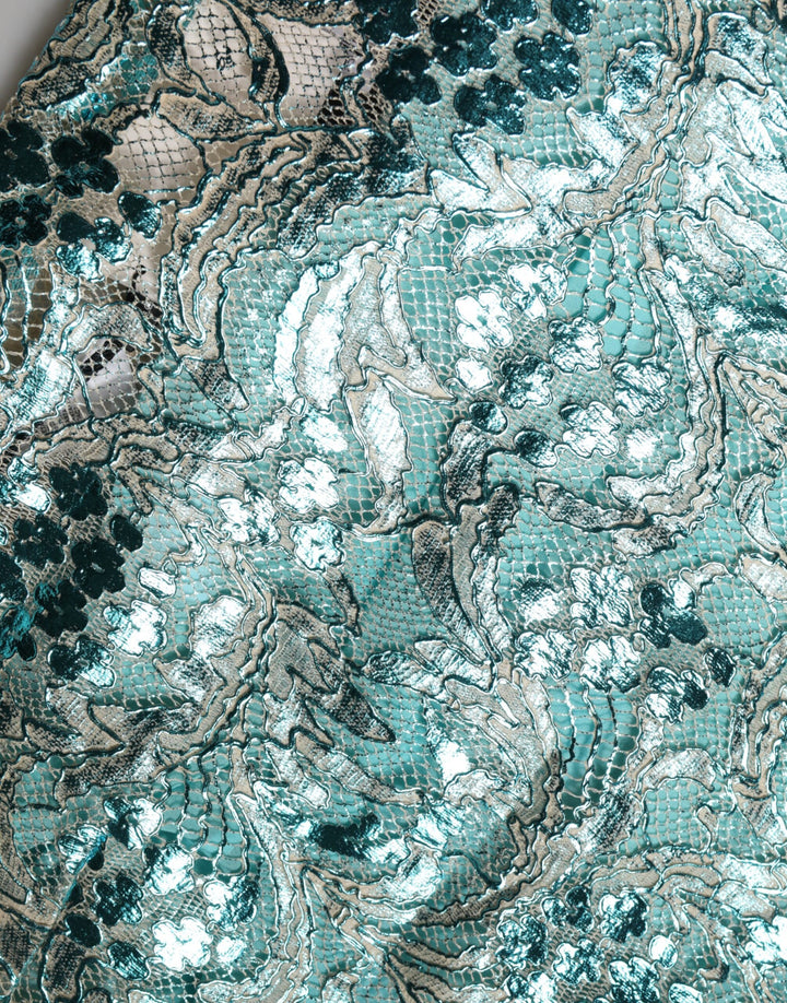 Dolce &amp; Gabbana Sample Sale Dolce &amp; Gabbana Blue Floral Brocade High Waist Mini Skirt - | Designer outlet