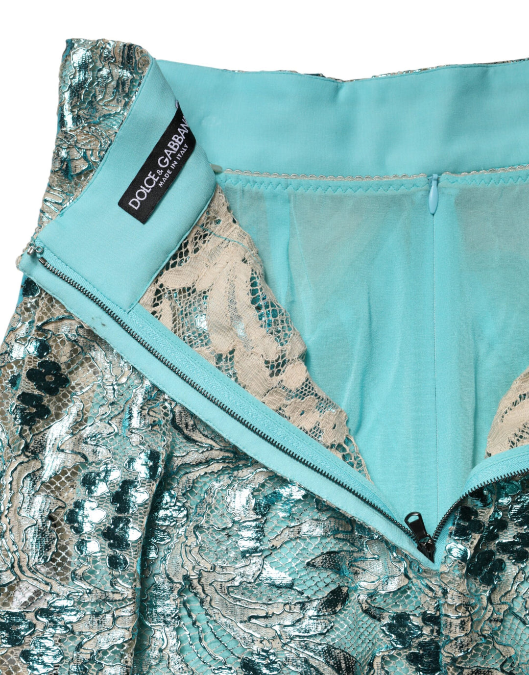 Dolce &amp; Gabbana Sample Sale Dolce &amp; Gabbana Blue Floral Brocade High Waist Mini Skirt - | Designer outlet