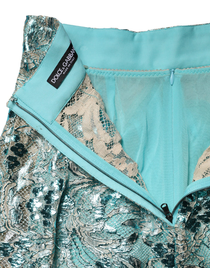 Dolce &amp; Gabbana Sample Sale Dolce &amp; Gabbana Blue Floral Brocade High Waist Mini Skirt - | Designer outlet