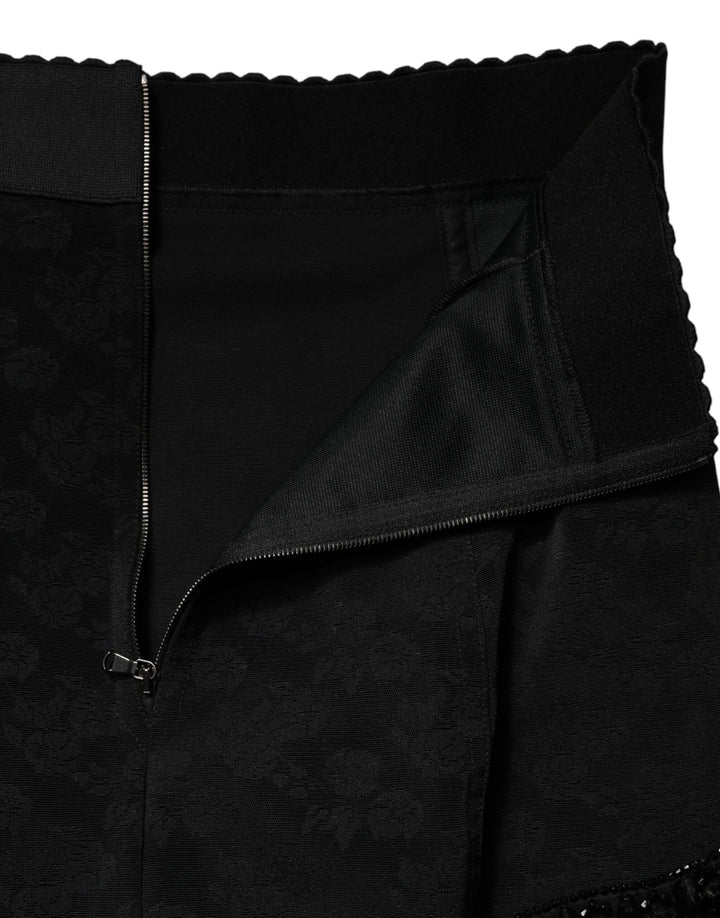 Dolce &amp; Gabbana Sample Sale Dolce &amp; Gabbana Black Nylon Embellished Lace Mini Skirt - | Designer outlet
