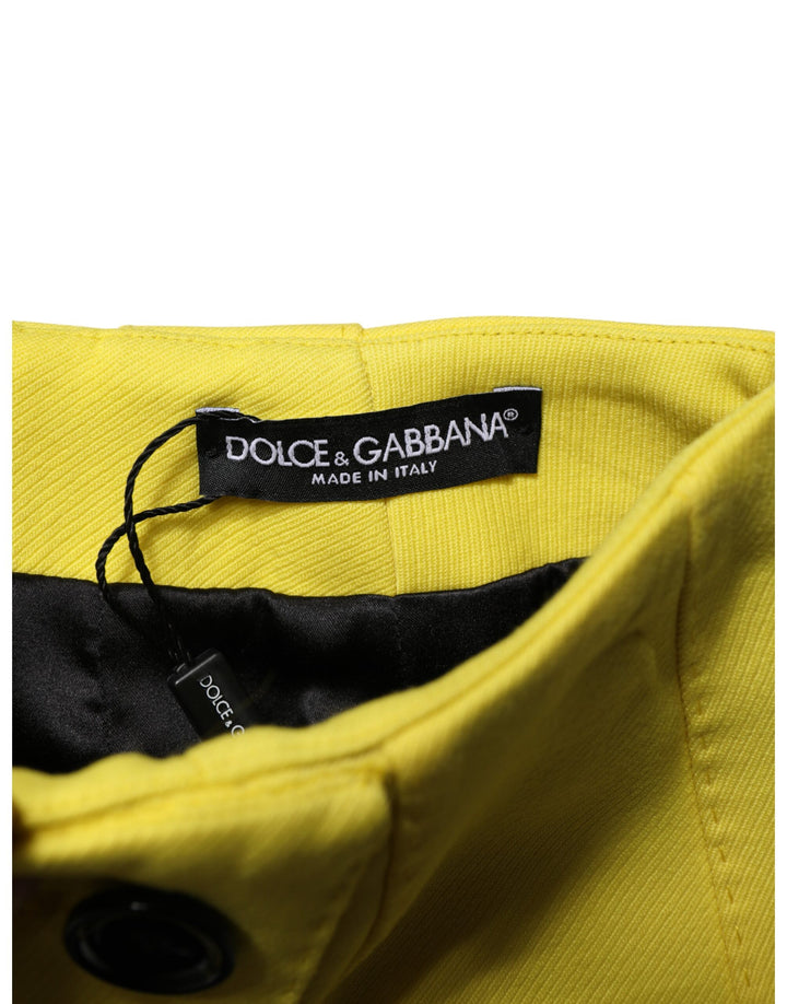 Dolce &amp; Gabbana Sample Sale Dolce &amp; Gabbana Yellow Wool Buttoned High Waist Mini Skirt - | Designer outlet