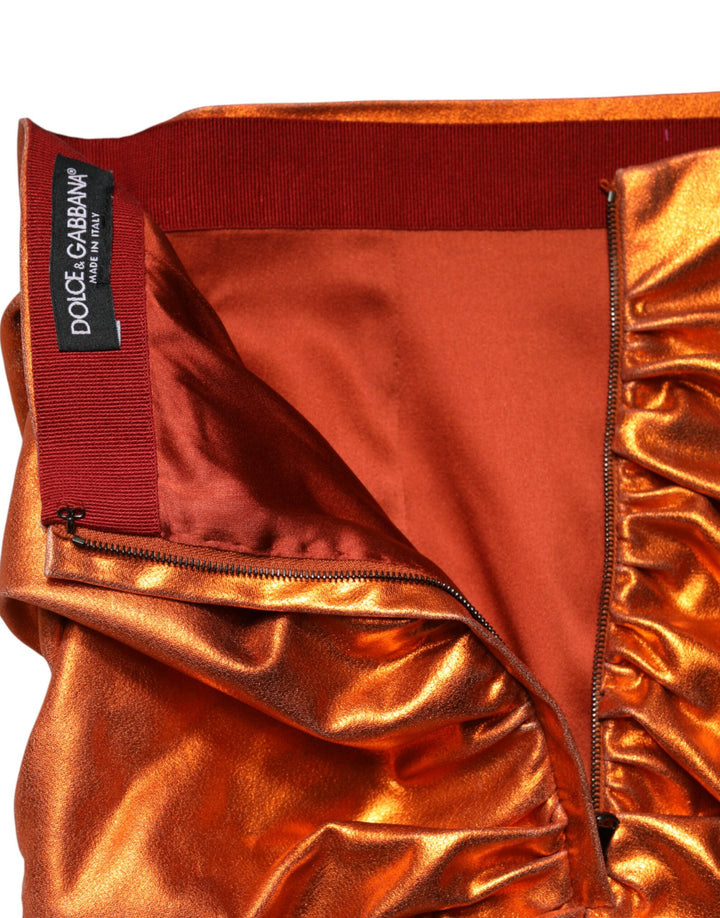 Dolce &amp; Gabbana Sample Sale Dolce &amp; Gabbana Metallic Orange Viscose High Waist Mini Skirt - | Designer outlet