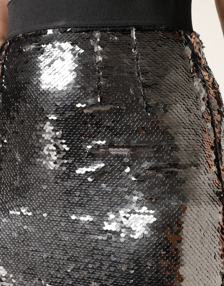 Dolce &amp; Gabbana Sample Sale Dolce &amp; Gabbana Metallic Gray Sequin High Waist Mermaid Skirt - | Designer outlet