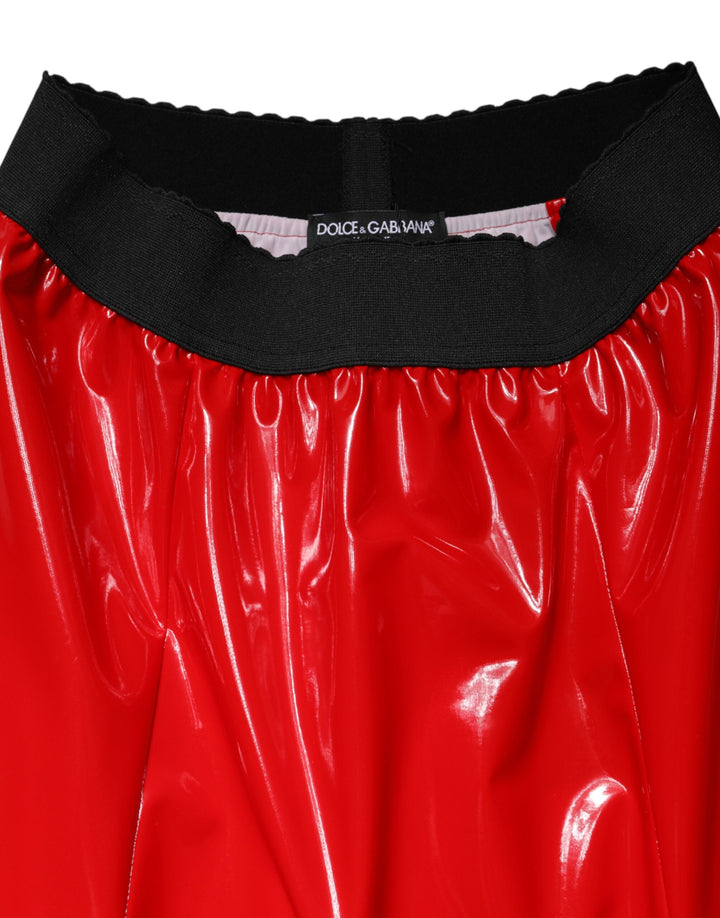 Dolce &amp; Gabbana Sample Sale Dolce &amp; Gabbana Glossy Red Polyester High Waist Midi Skirt - | Designer outlet