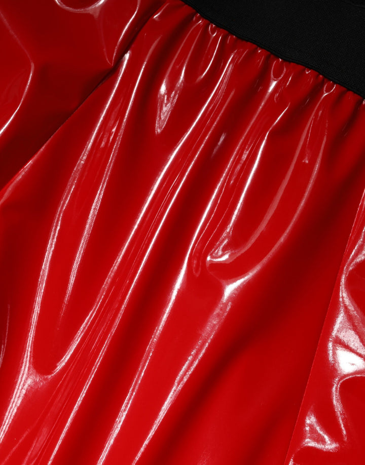 Dolce &amp; Gabbana Sample Sale Dolce &amp; Gabbana Glossy Red Polyester High Waist Midi Skirt - | Designer outlet