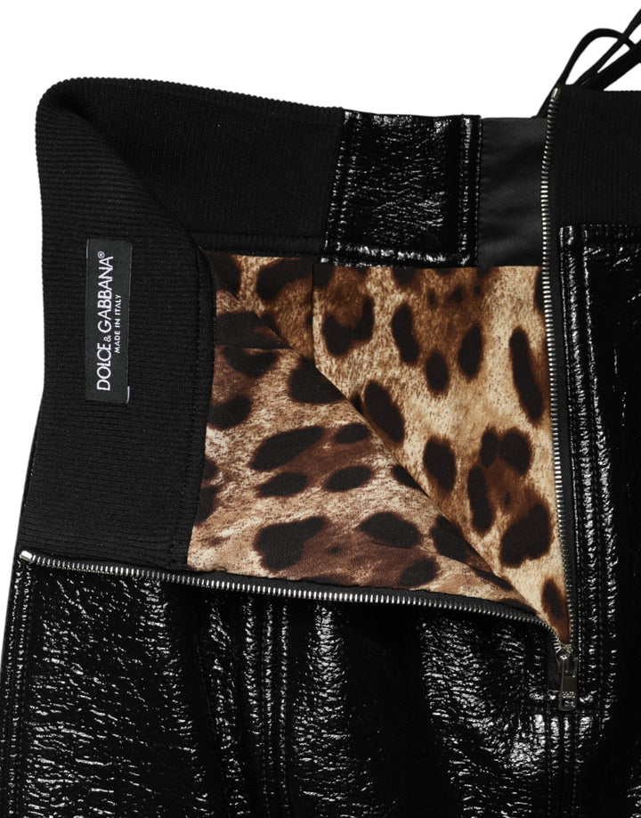 Dolce & Gabbana Black Nylon Eyelet Detail Coated Mini Skirt by Dolce & Gabbana outlet now on sale