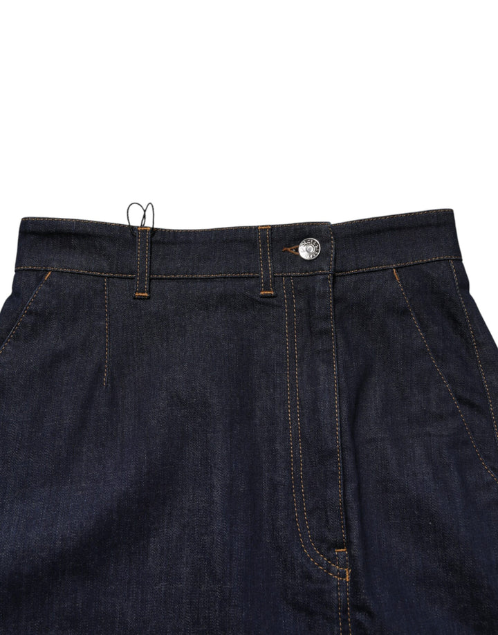 Dolce &amp; Gabbana Dark Blue Cotton A-line Denim Midi Skirt by Dolce &amp; Gabbana outlet now on sale