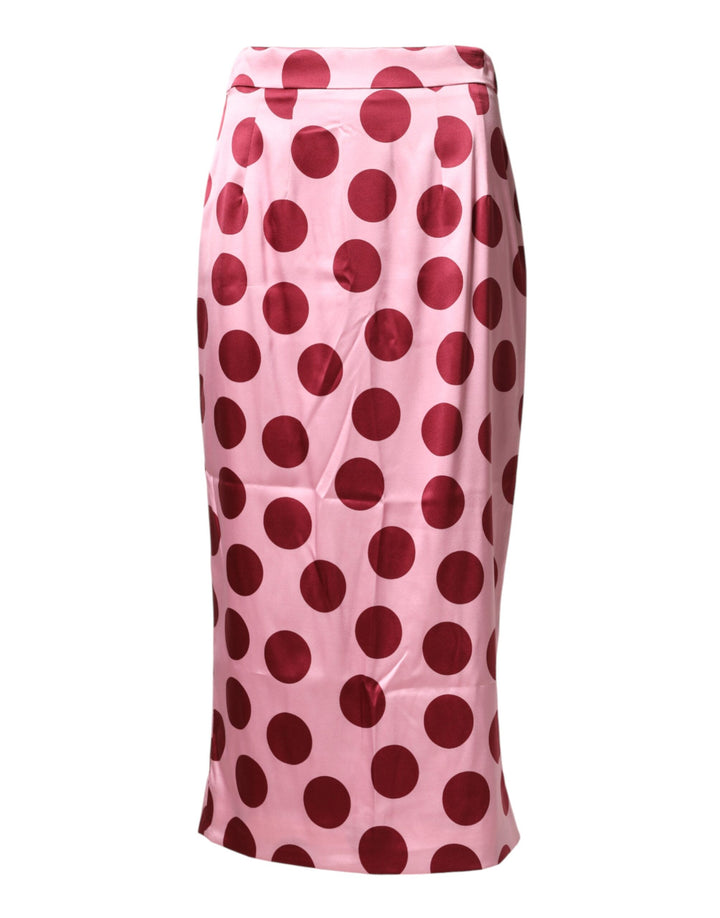 Dolce &amp; Gabbana Sample Sale Dolce &amp; Gabbana Pink Polka Dot Silk Pencil Cut Midi Skirt - | Designer outlet