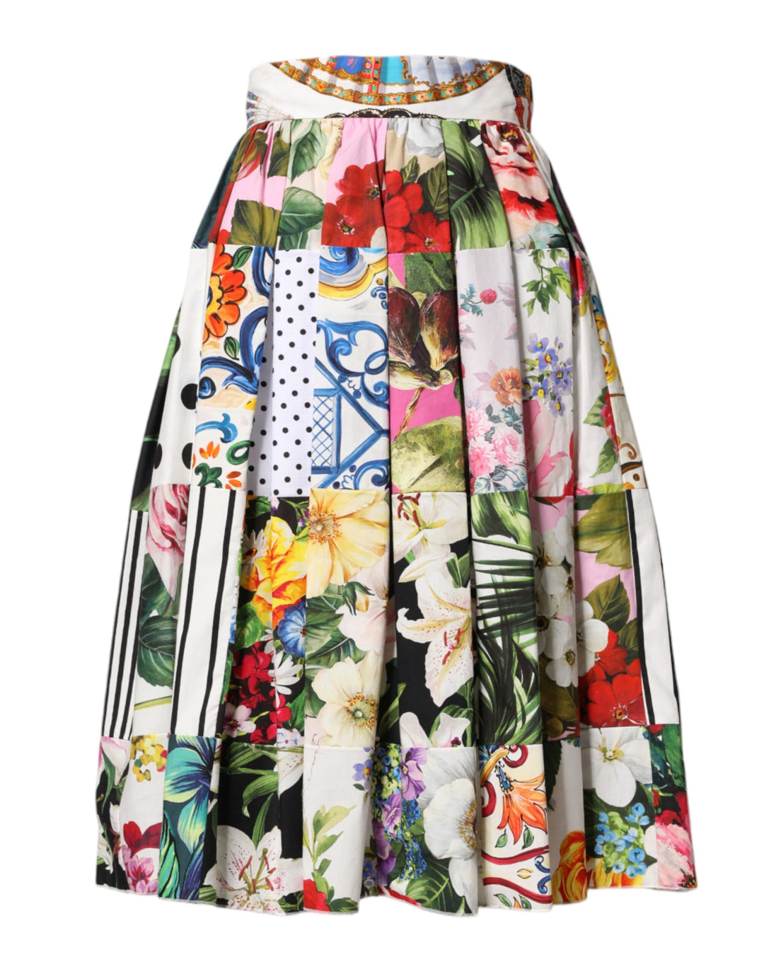 Dolce & Gabbana Multicolor Patchwork High Waist Midi Skirt by Dolce & Gabbana outlet now on sale