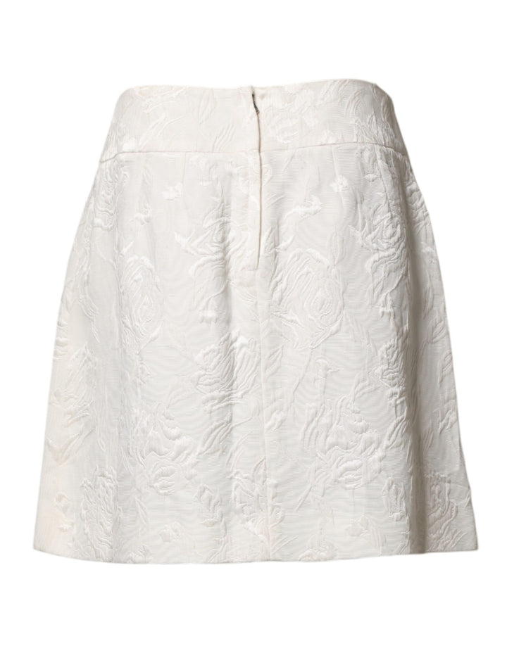 Dolce &amp; Gabbana Sample Sale Dolce &amp; Gabbana White Floral Brocade High Waist Mini Skirt - | Designer outlet