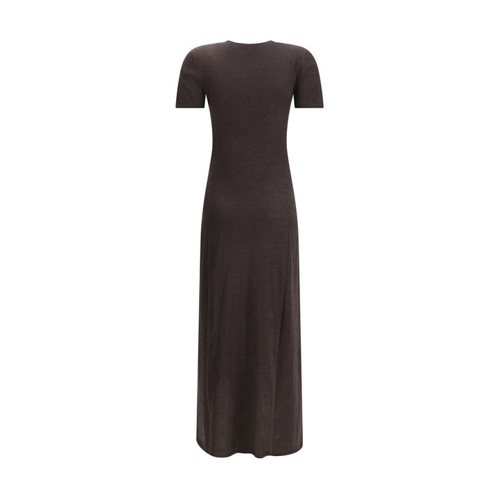 Ferragamo Brown Fleece Wool Long Dress