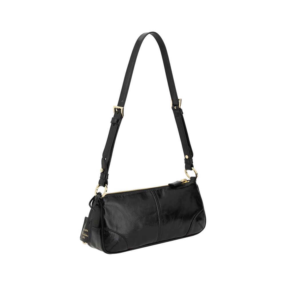 Prada Black Calf Leather Bos Taurus Shoulder Bag