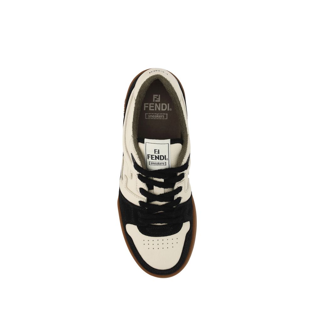 Fendi Black Calf Leather Bos Taurus Chunky Sneakers by Fendi outlet now on sale