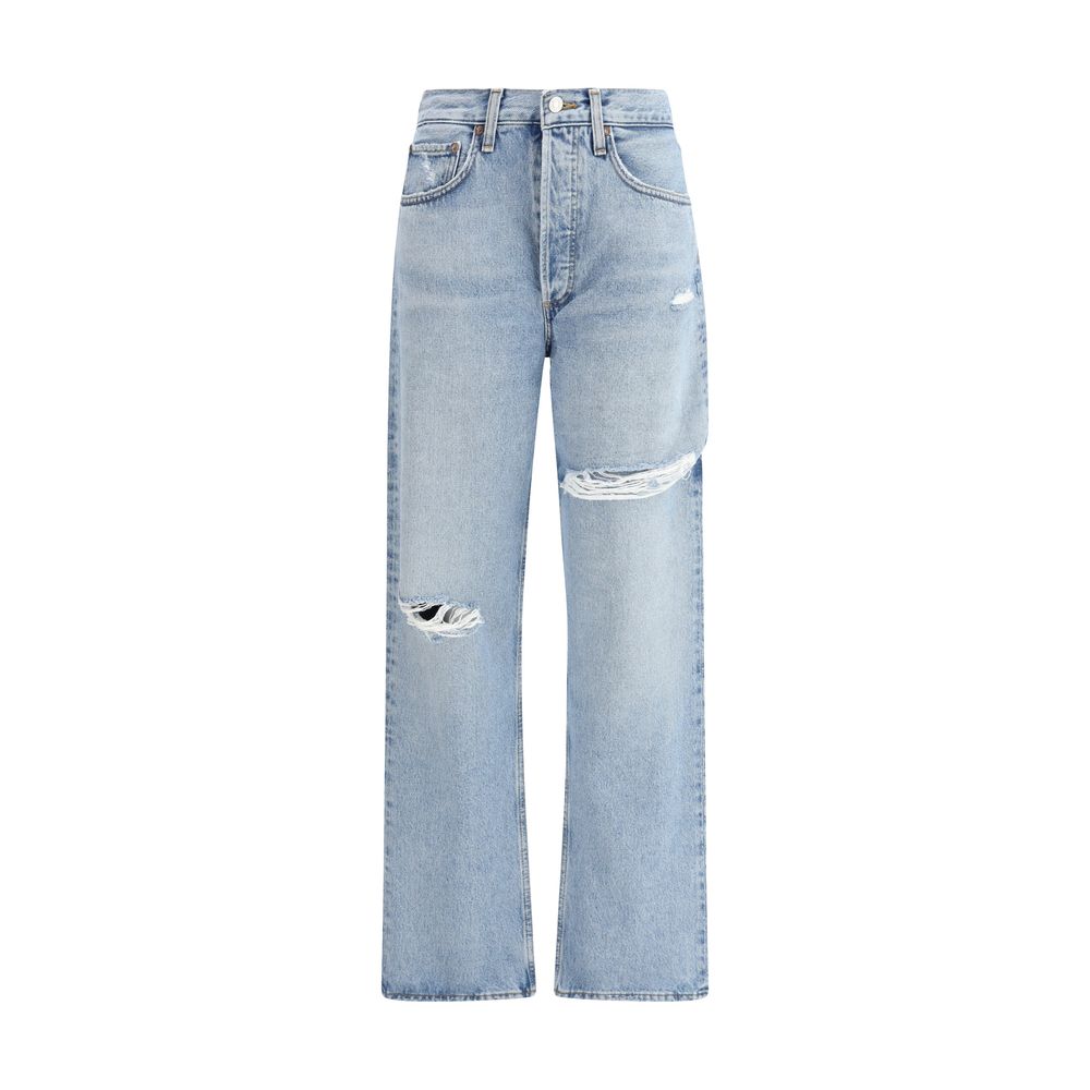 Agolde Light Blue Cotton Straight-Leg Jeans by Agolde outlet now on sale