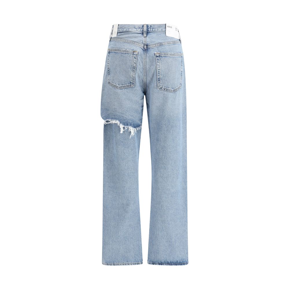 Agolde Light Blue Cotton Straight-Leg Jeans by Agolde outlet now on sale