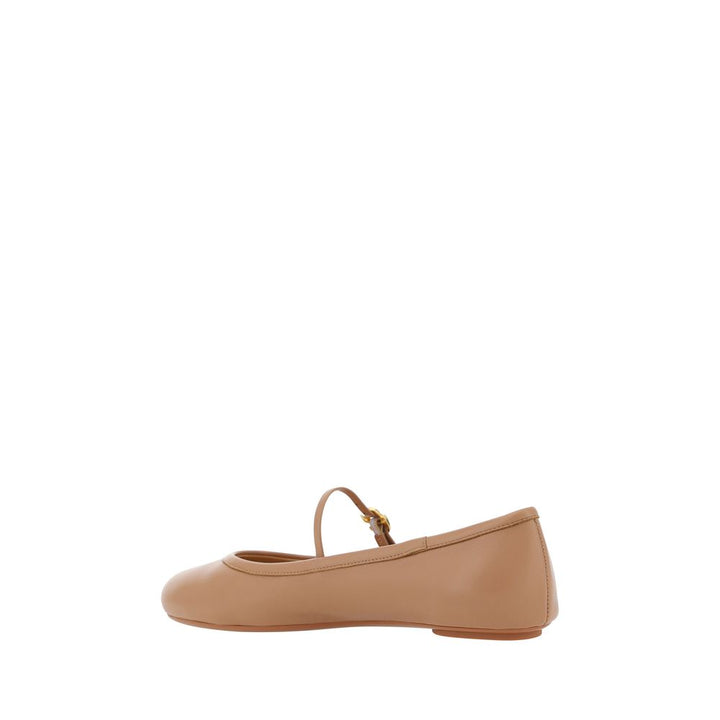 Gianvito Rossi Beige Calf Leather Bos Taurus Ballet Flats